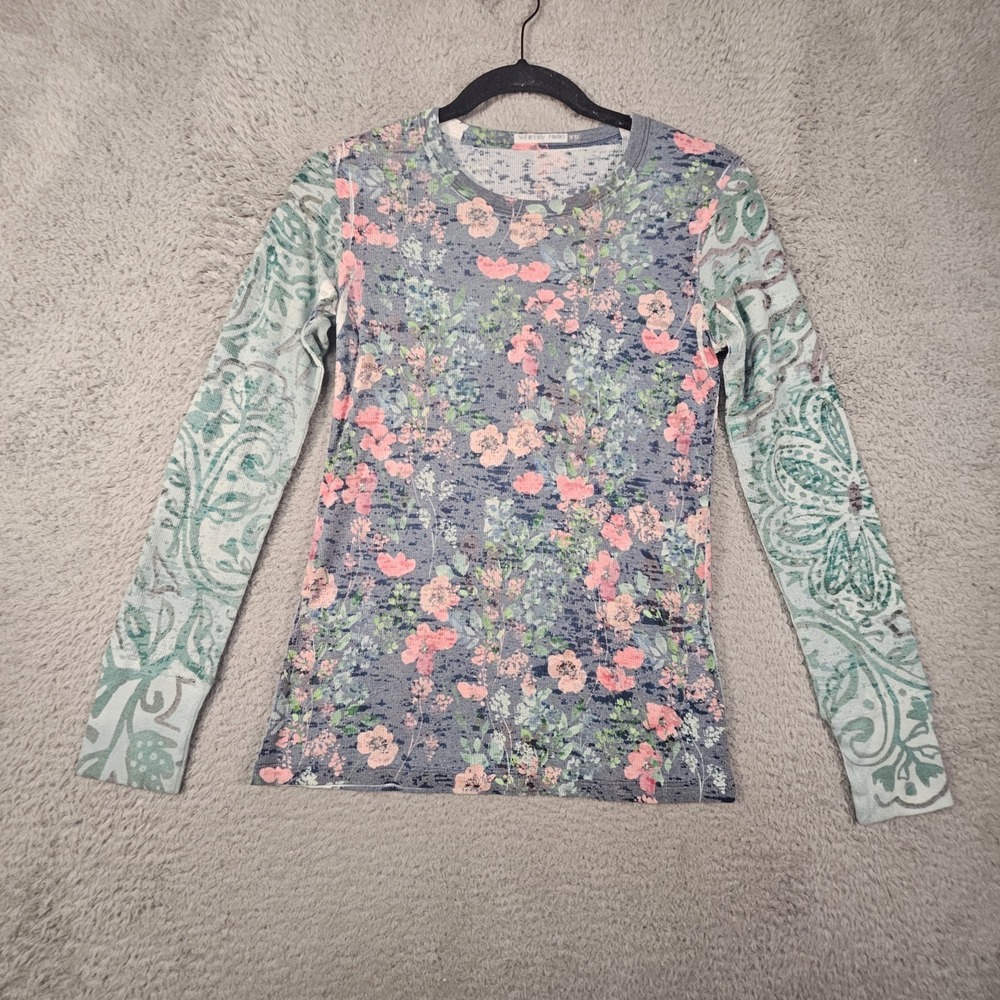 Whimsy Rose Thermal‎ Top Womens XS Floral Waffle Knit Baselayer Artsy Boho Fairy